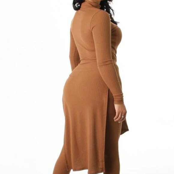 Piper Long Sleeve Ribbed Matching Set - Mocha - Picture 3 of 3